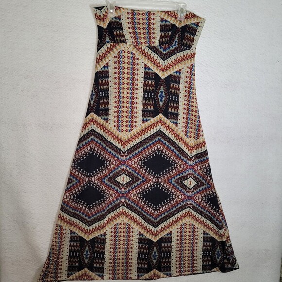 Living Doll Los Angeles Tribal Print Stretch  Maxi Skirt Size XL colorful - Picture 1 of 13
